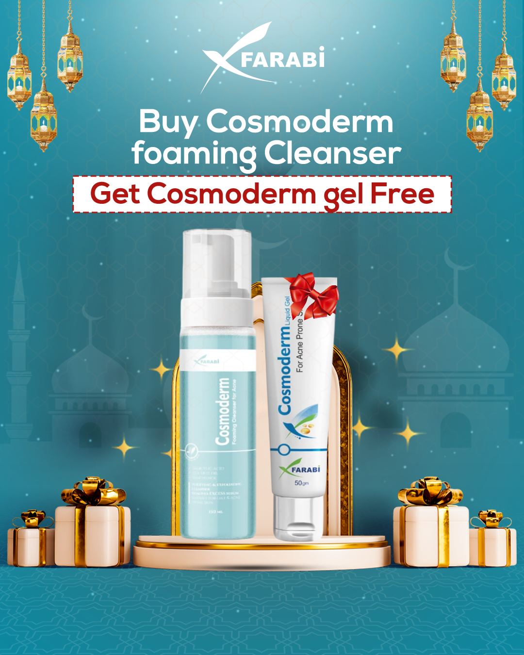 No More Acne - Buy Cosmoderm Cleanser & Get Cosmoderm Gel free